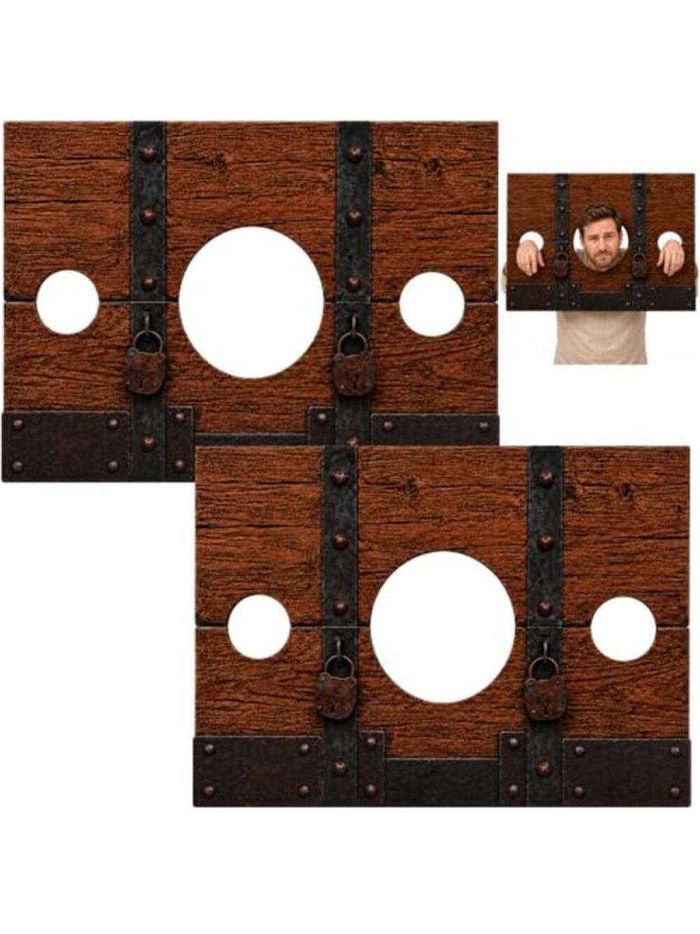2 Pack Medieval Stockade Photo Prop, Halloween Renaissance Stock Backdrop